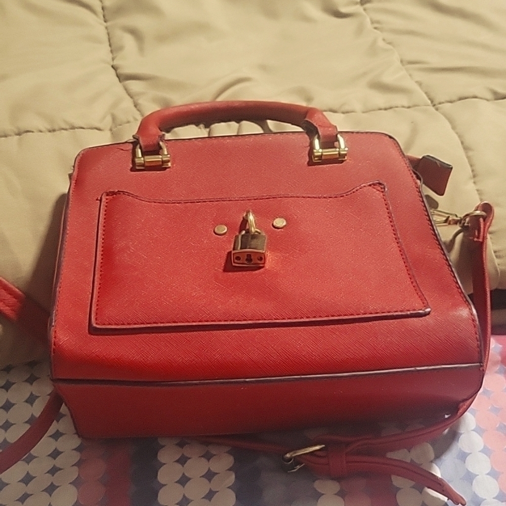 Women's red cross body hand bag